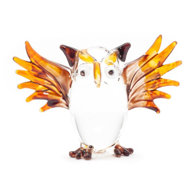 Beeld glas uil open vleugels