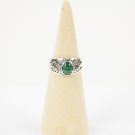 Ring zilver Mt. 9/60 Malachiet HR149