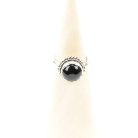 Ring zilver Mt. 10/62 Zwarte Onyx M0443
