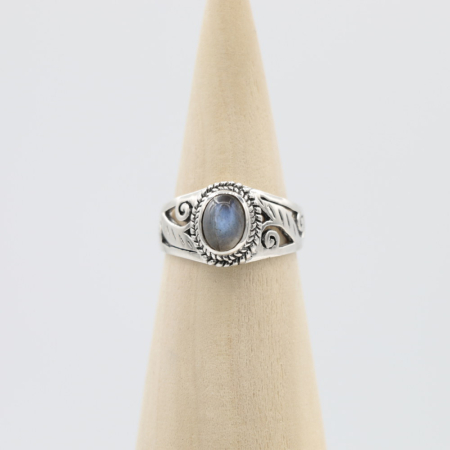 Ring zilver Mt. 8/57 Labradoriet HR116