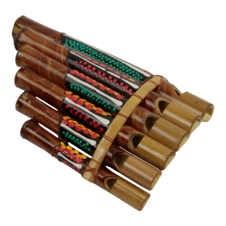 Panfluit bamboe stippen groen/rood