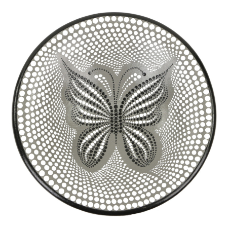 Schaal terracotta stippen vlinder zwart/wit L