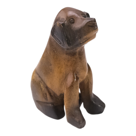 Beeld hout hond zittend