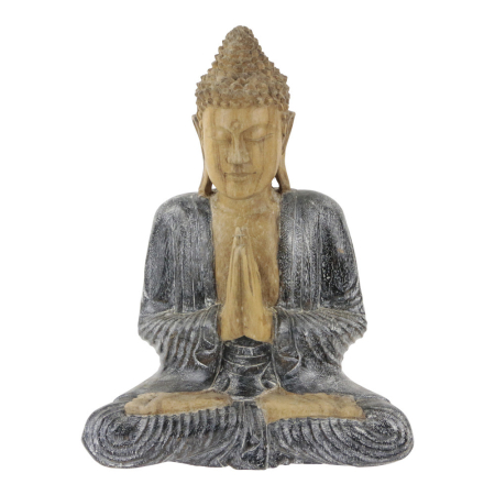 Suar houten Boeddha, 25 cm model 2 Black Wash