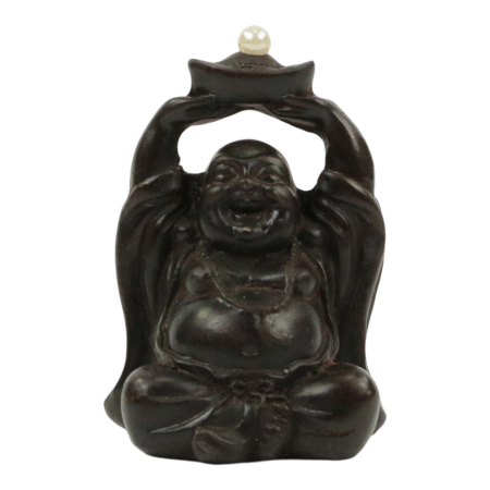 Beeld polystone boeddha lachend parel