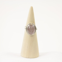 Ring zilver Mt. 7/55 Rozenkwarts RAJ3