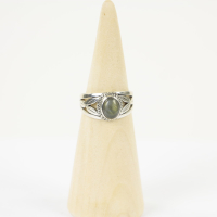 Ring zilver Mt. 9/60 Labradoriet HR149