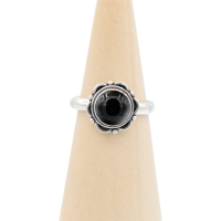Ring zilver Mt. 10/62 Zwarte Onyx MN16