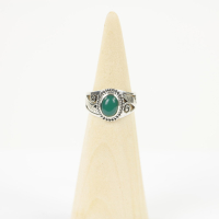 Ring zilver Mt. 8/57 Groene Onyx HR116