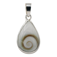 Hanger zilver Shiva Eye schelp, ovaal, SPN0700