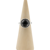 Ring zilver Mt. 9/60 Zwarte Onyx RAJ15
