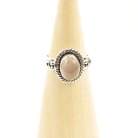 Ring zilver Mt. 6/52 Rozenkwarts MN07