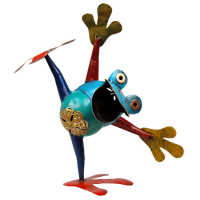 Beeld metaal kikker dansen meerkleurig