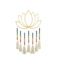 Hanger hout lotus chakra kralen meerkleurig L