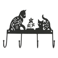 Sleutelrek metaal katten spelend zwart