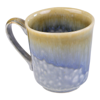 Mok keramiek dip glazuur oor lichtblauw