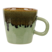 Mok keramiek dip glazuur groen/bruin