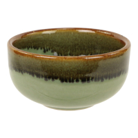 Schaal keramiek dip glazuur groen/bruin L