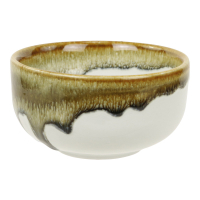 Schaal keramiek dip glazuur wit/bruin M