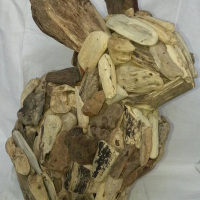 Houten Bunny, drijfhout 30 cm