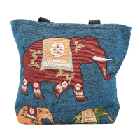 Schoudertas katoen blauw olifant assorti