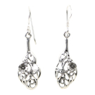 Oorhanger Jugendstil bloem, zilver SP0909