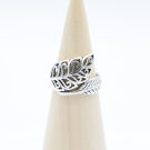 Ring zilver Mt. 8/57 Veer en bloem RB136