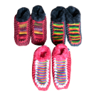 Wollen Sloffen M, leren zool, fleece gevoerd, assorti