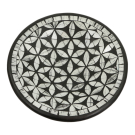 Schaal terracotta mozaiek bloem rond grijs M