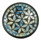 Schaal terracotta mozaiek bloem rond blauw XS