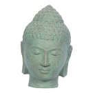 Beeld steen boeddha hoofd grijs/groen