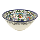 Schaal keramiek bloemen blauw XL