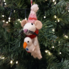 Ornament felt christmas mouse holding snowman