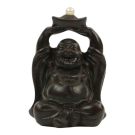 Beeld polystone boeddha lachend parel