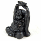 Beeld polystone boeddha lachend parel